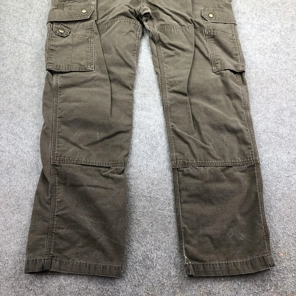 Carhartt Pants Mens 38x34 Green Canvas Cargo Relaxed Straight Workwear B342